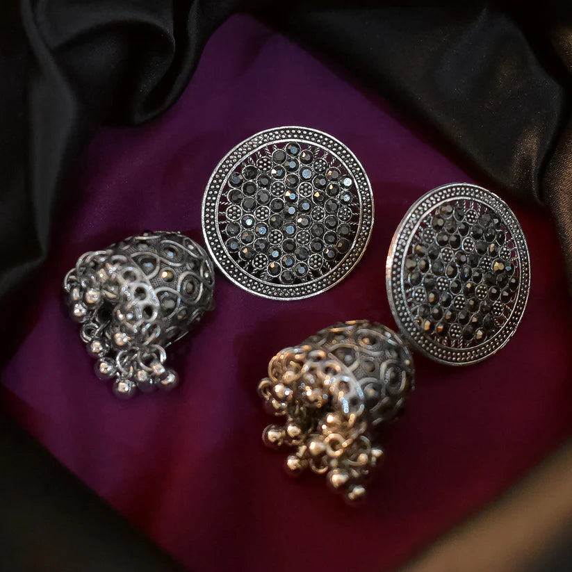 Elegant New-Style Oxidised Jumka Earrings with Intricate Craftsmanship