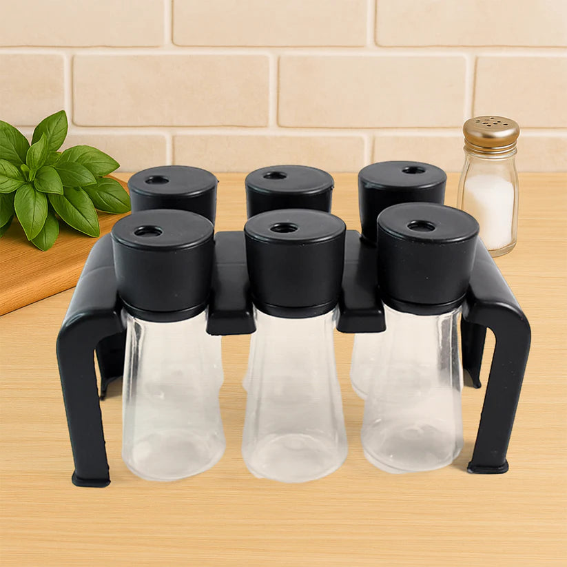 6-Piece Plastic Spice Jar Set with Stand