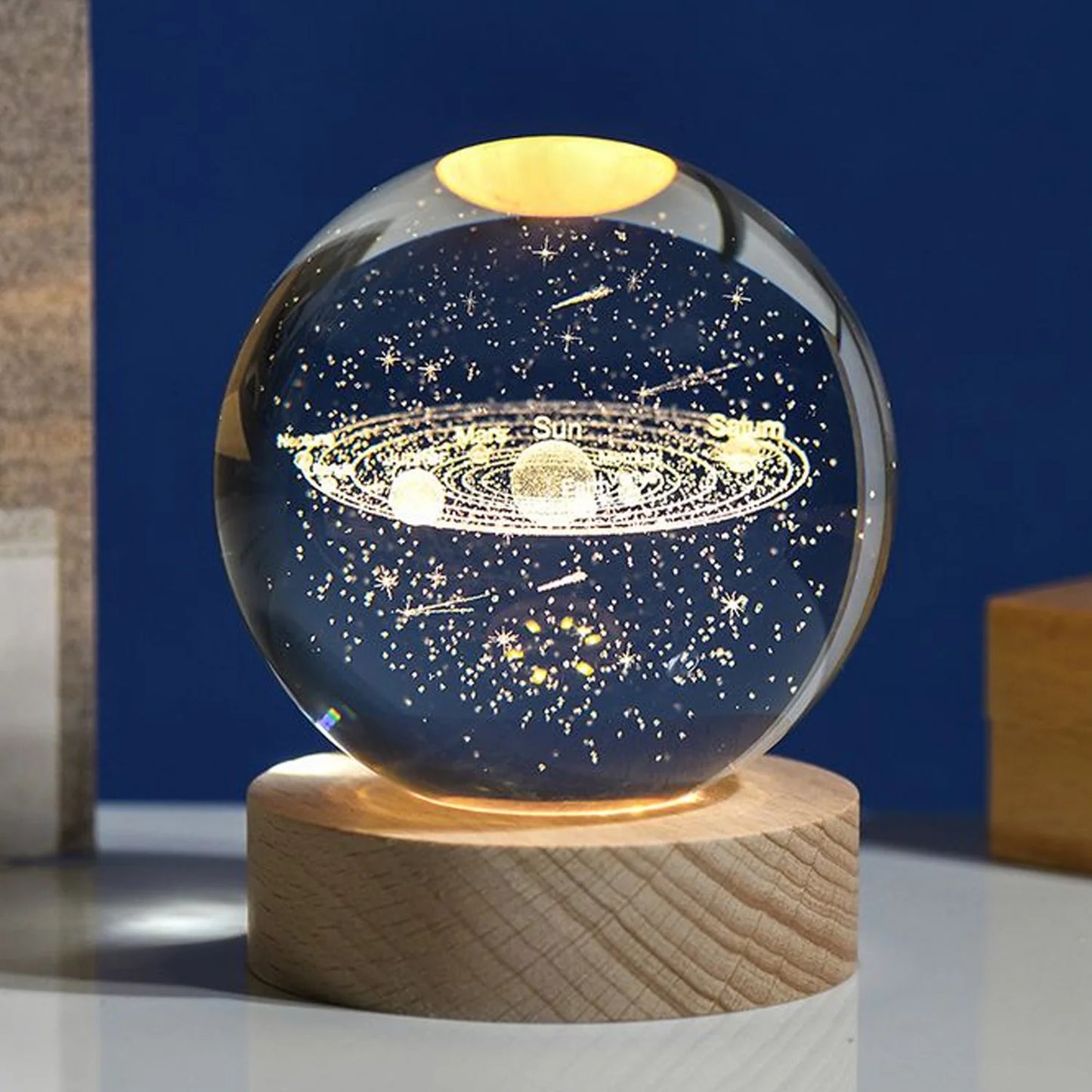 3D Astronomy Night Lamp Crystal Ball lamps With Base (1 Pc)
