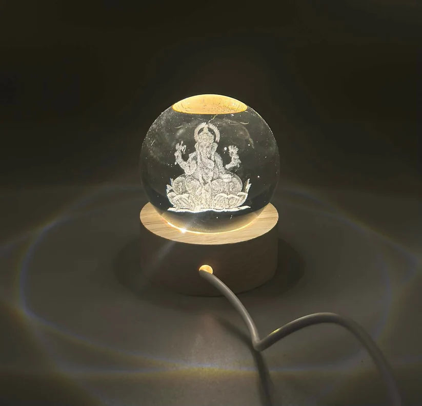 3D Crystal Ganesha LED Night Lamp