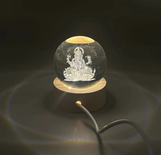 3D Crystal Ganesha LED Night Lamp