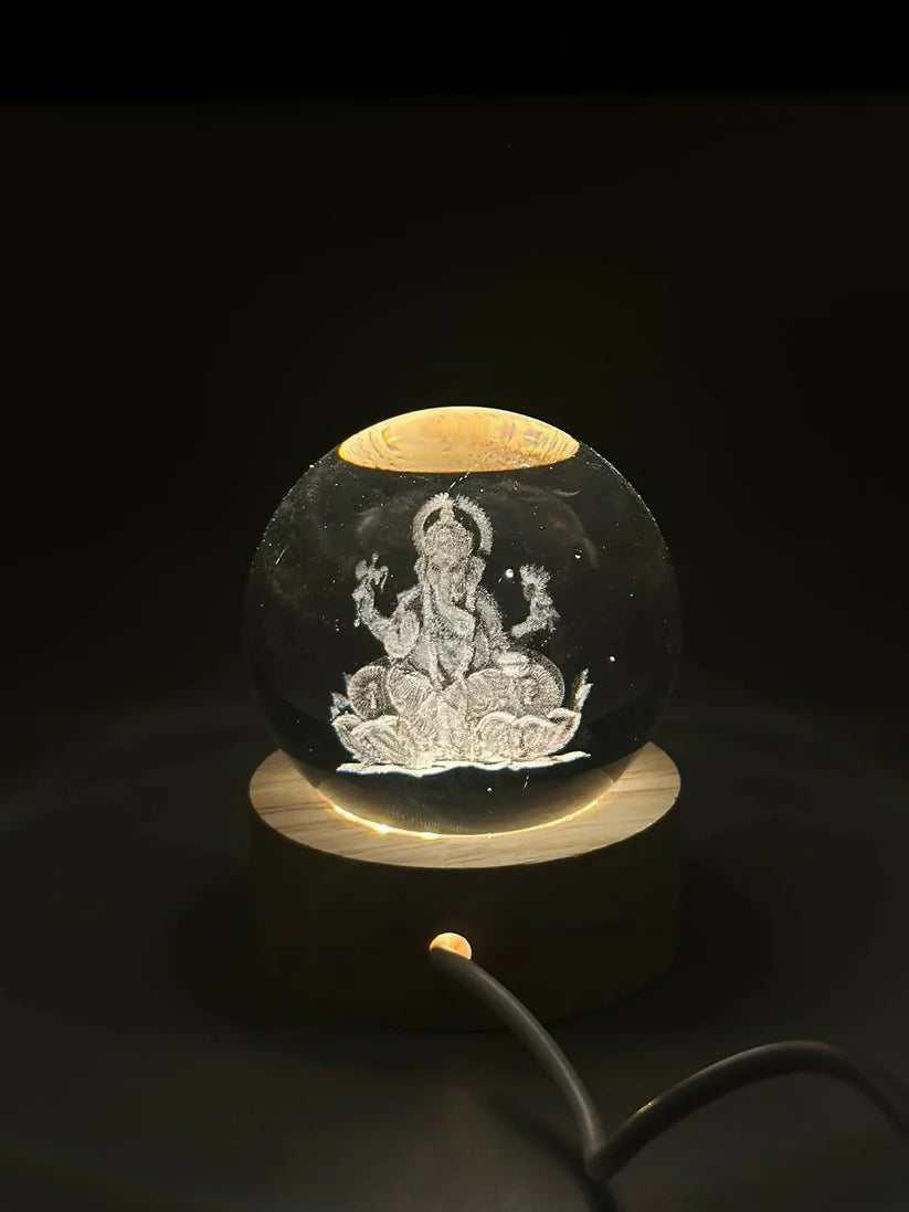 3D Crystal Ganesha LED Night Lamp