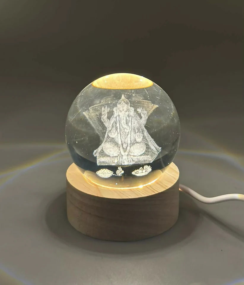 3D Crystal Ganesha LED Night Lamp