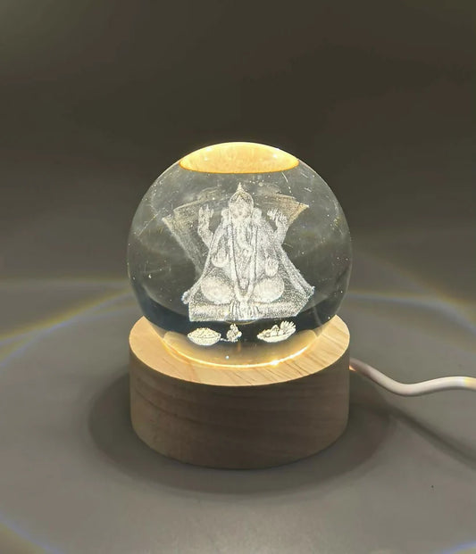 3D Crystal Ganesha LED Night Lamp